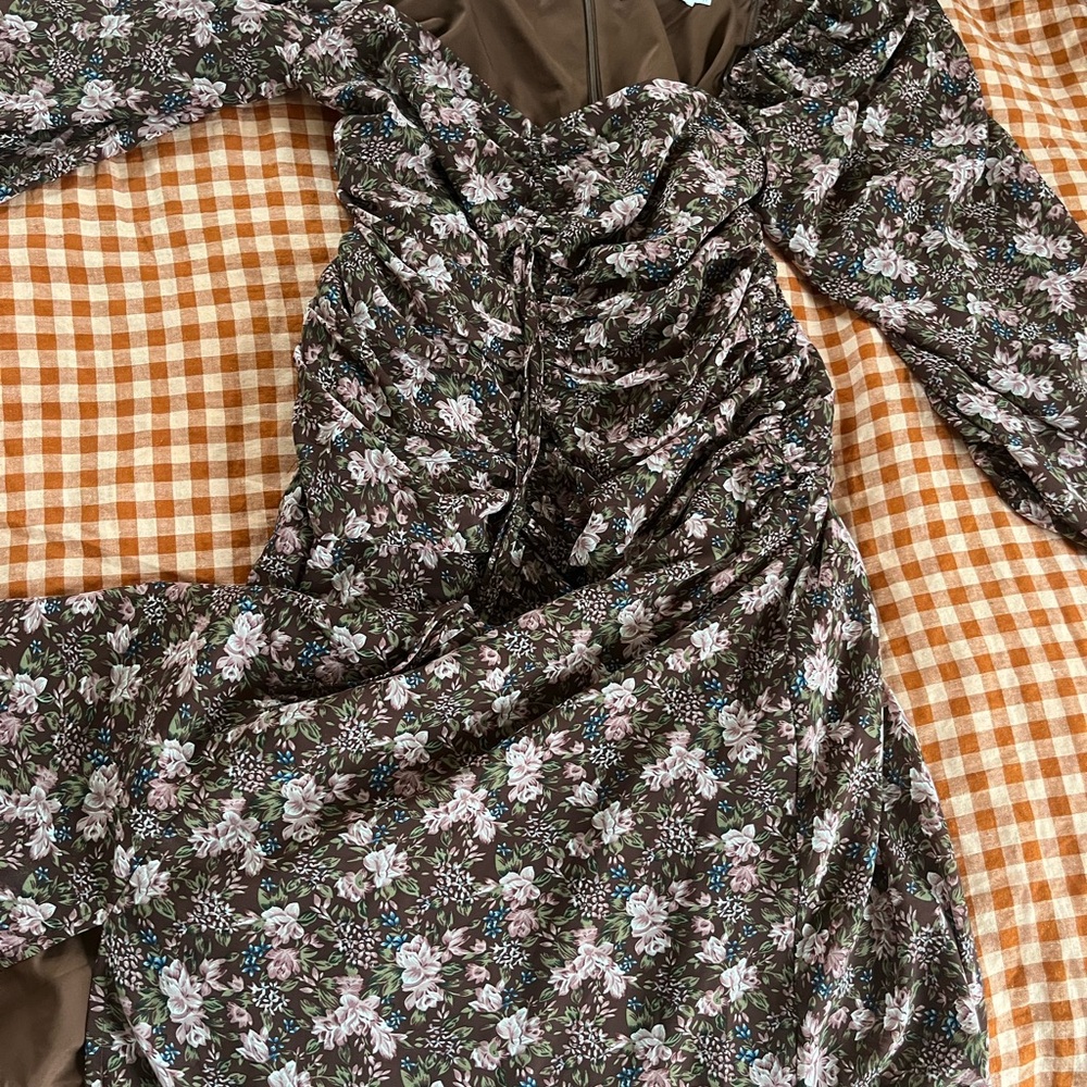 Astr Floral Maxi Dress - Brown and Pink